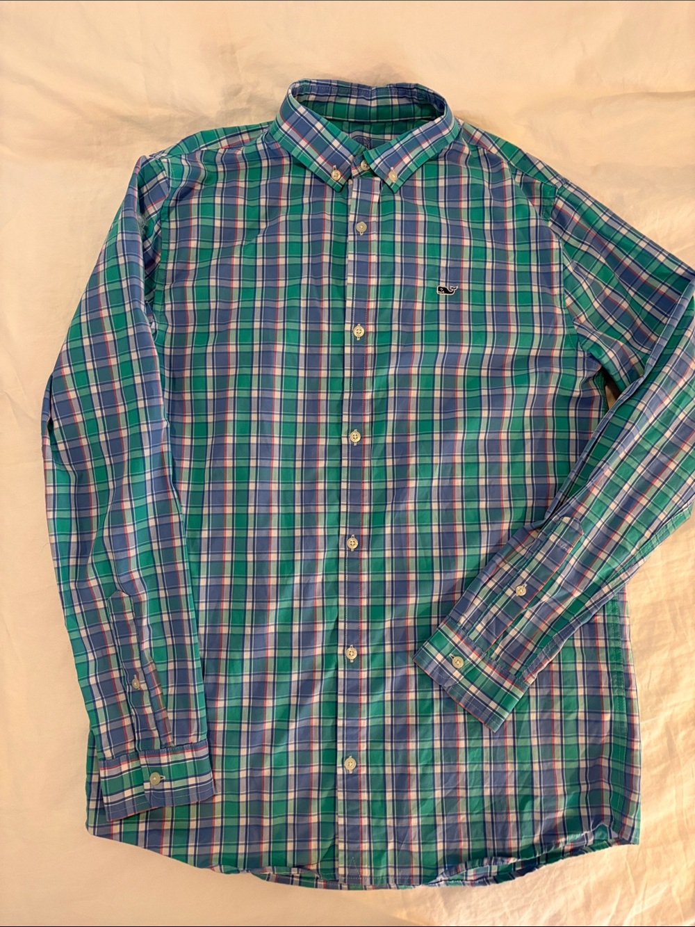 Vineyard Vines Blue & Green Plaid Button-Down Shirt size XL (18)